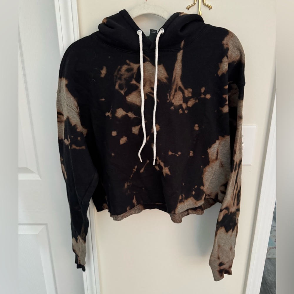 One of a kind bleach dyed crop hoodie